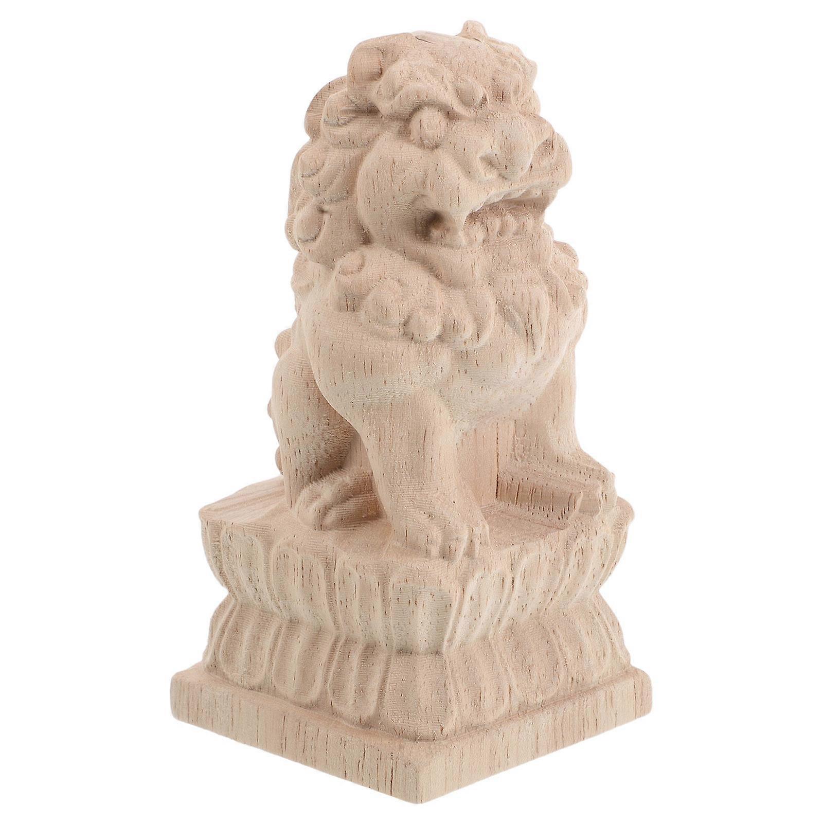 Wood Bridge Solid Lion Sculpture for Decoration 4Pcs Column Caps
