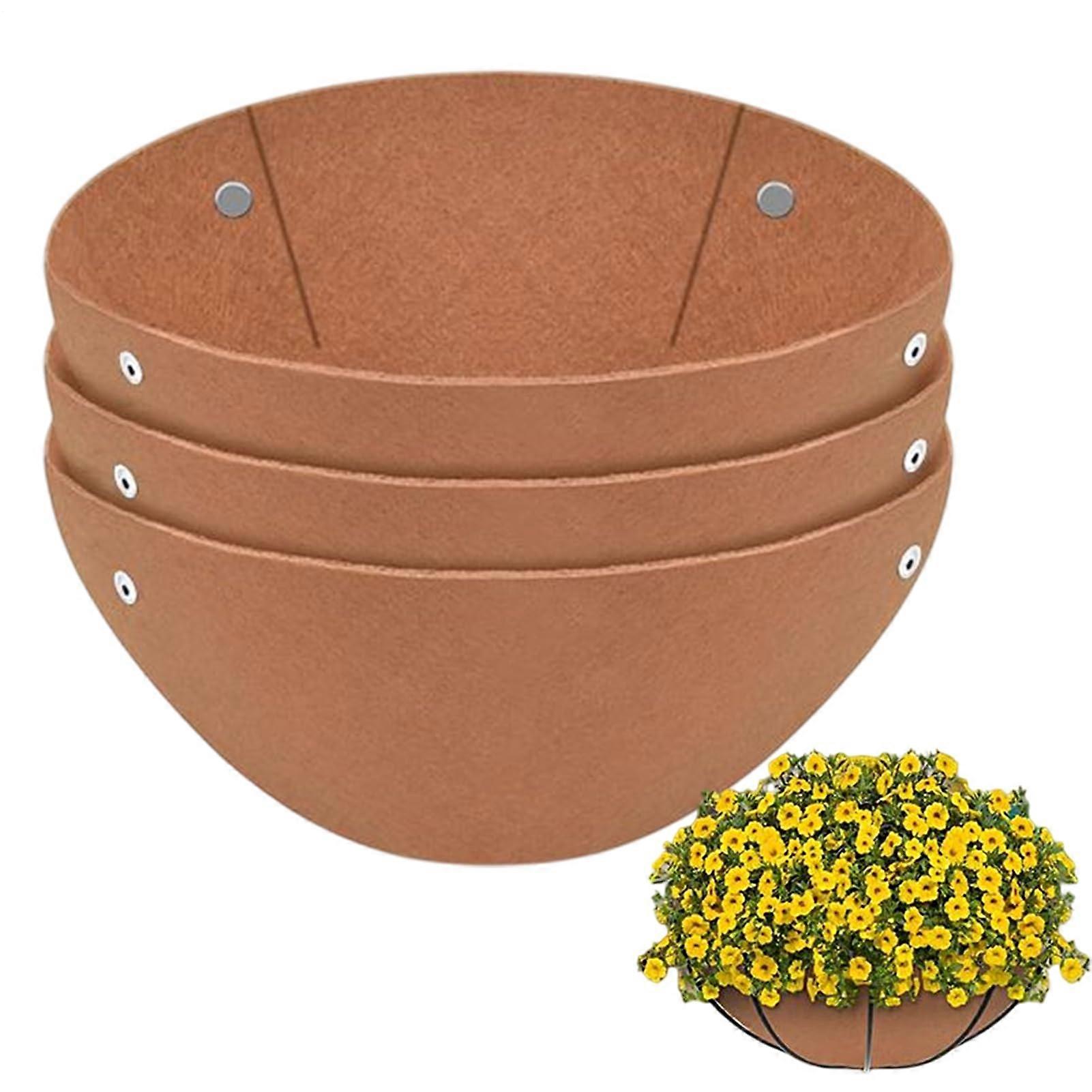 Round Planter Liner Felt Pot Liners Set Of Three Reusable Garden Liners Reinforced Inserts To Prevent Bird Nests Brown