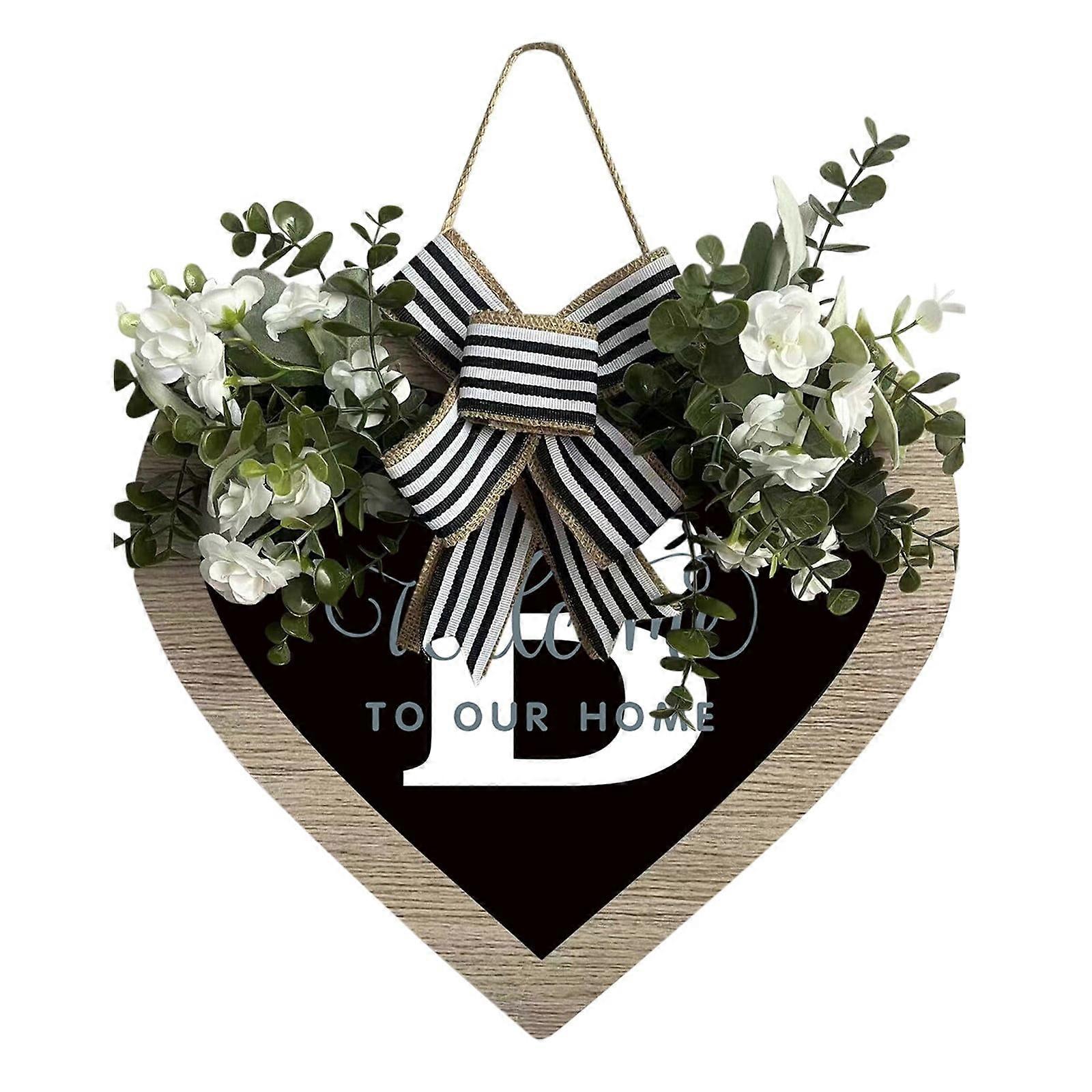 XIUH Home Decoration Unique a Z Last Name Year Round Front Door Wreath with Bow 14 (BB)
