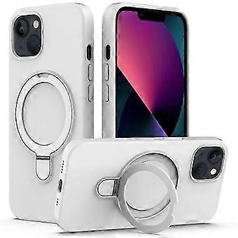 Mobile Phone Cases For iPhone 15 MagSafe Magnetic Liquid Silicone Phone Case with Ring Holder(White) 25-26s