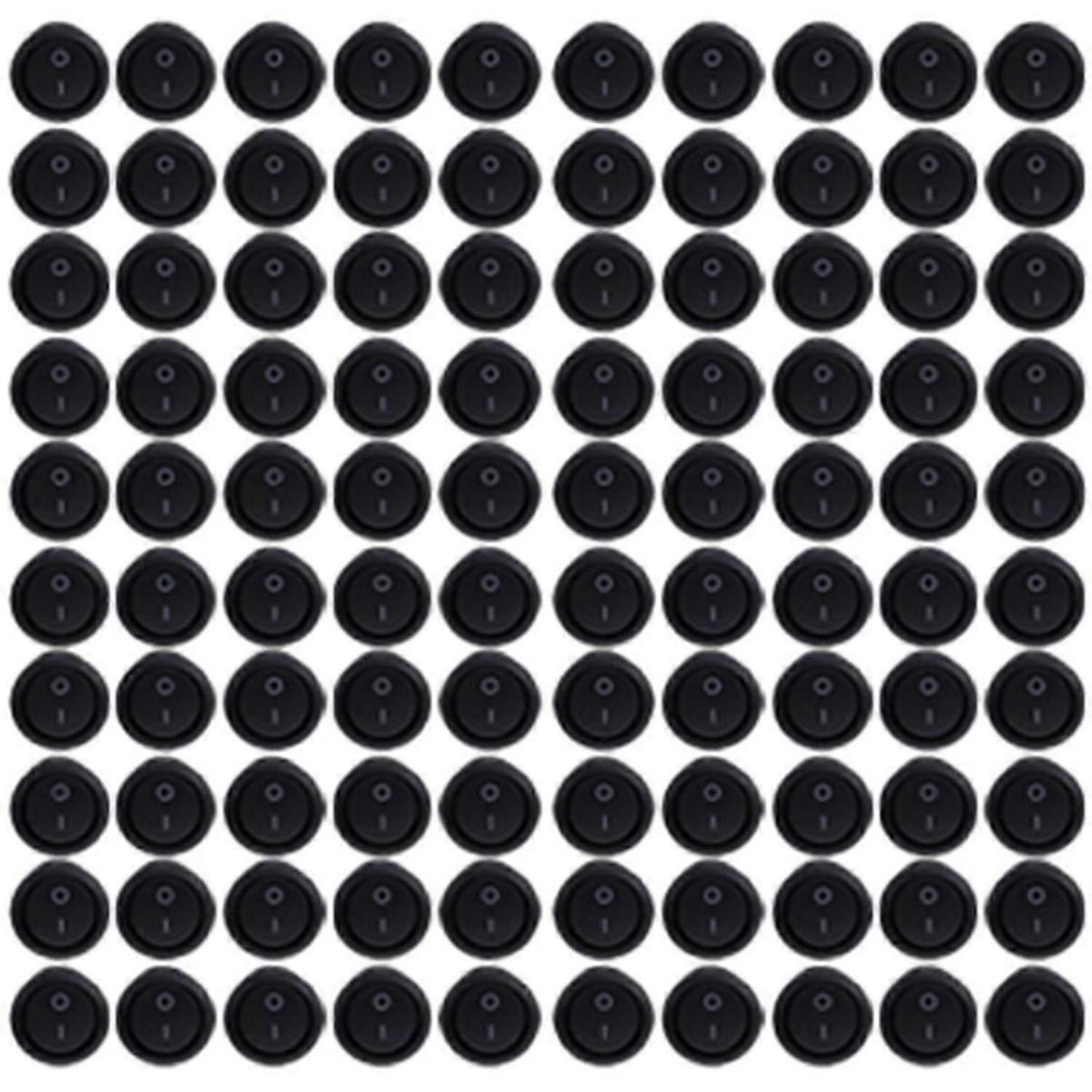 100PCS Round Rocker Power Switch 6A 250V AC 2Pin 2Position ON/Off