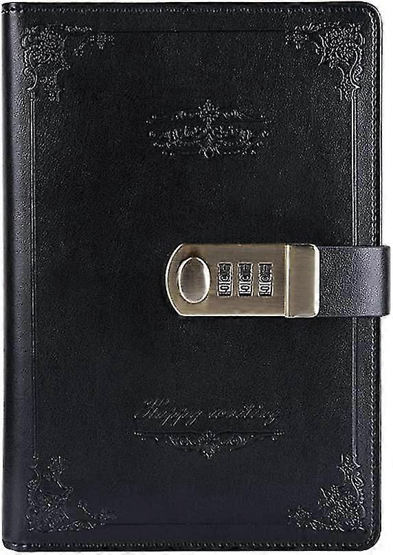 Digital Password Journal With Lock Retro Privacy Diary With Combination Lock Leather Binde