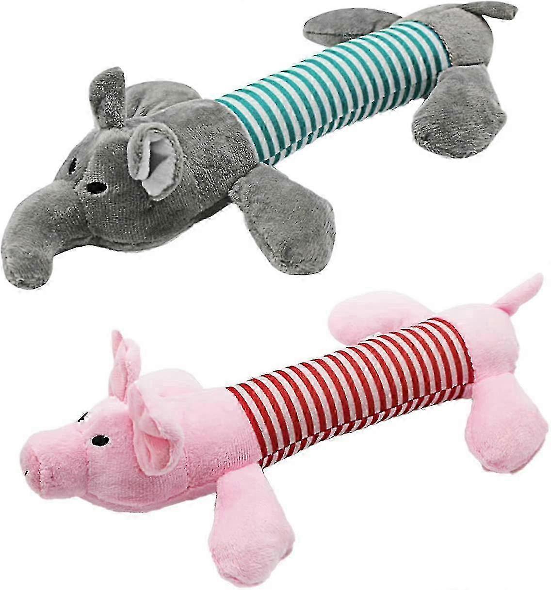 Langlebiges interaktives Plüsch-Hundespielzeug für Welpenzahnen, ungiftiges und sicheres Kauspielzeug für Hunde, quietschendes Design (2er-Set)