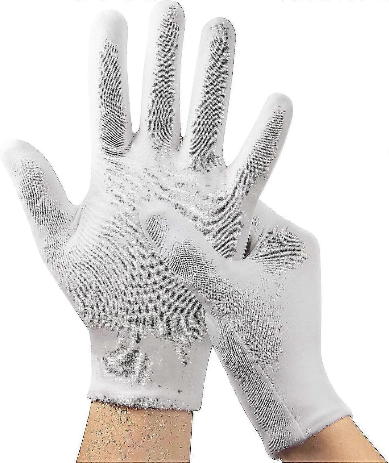 5 أزواج من قفازات الترطيب بين عشية وضحاها ، قفازات قطنية للأيدي الجافة ، الأكزيما ، قفازات قطنية بيضاء للرجال والنساء (مقاس واحد يناسب أكثر)