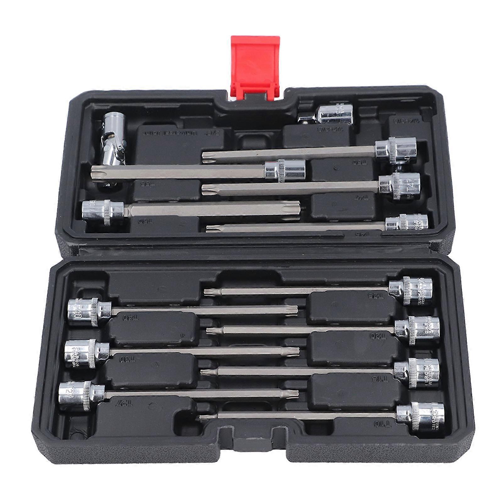 15PCS Set Long Hex Bit Socket Set S2 Alloy Steel Extra Hard 3/8 Inch Extended Hex Wrench Set