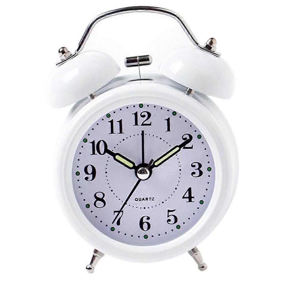 digital 3d double bell clock chime clock loud alarm clock battery power 3 inch white
