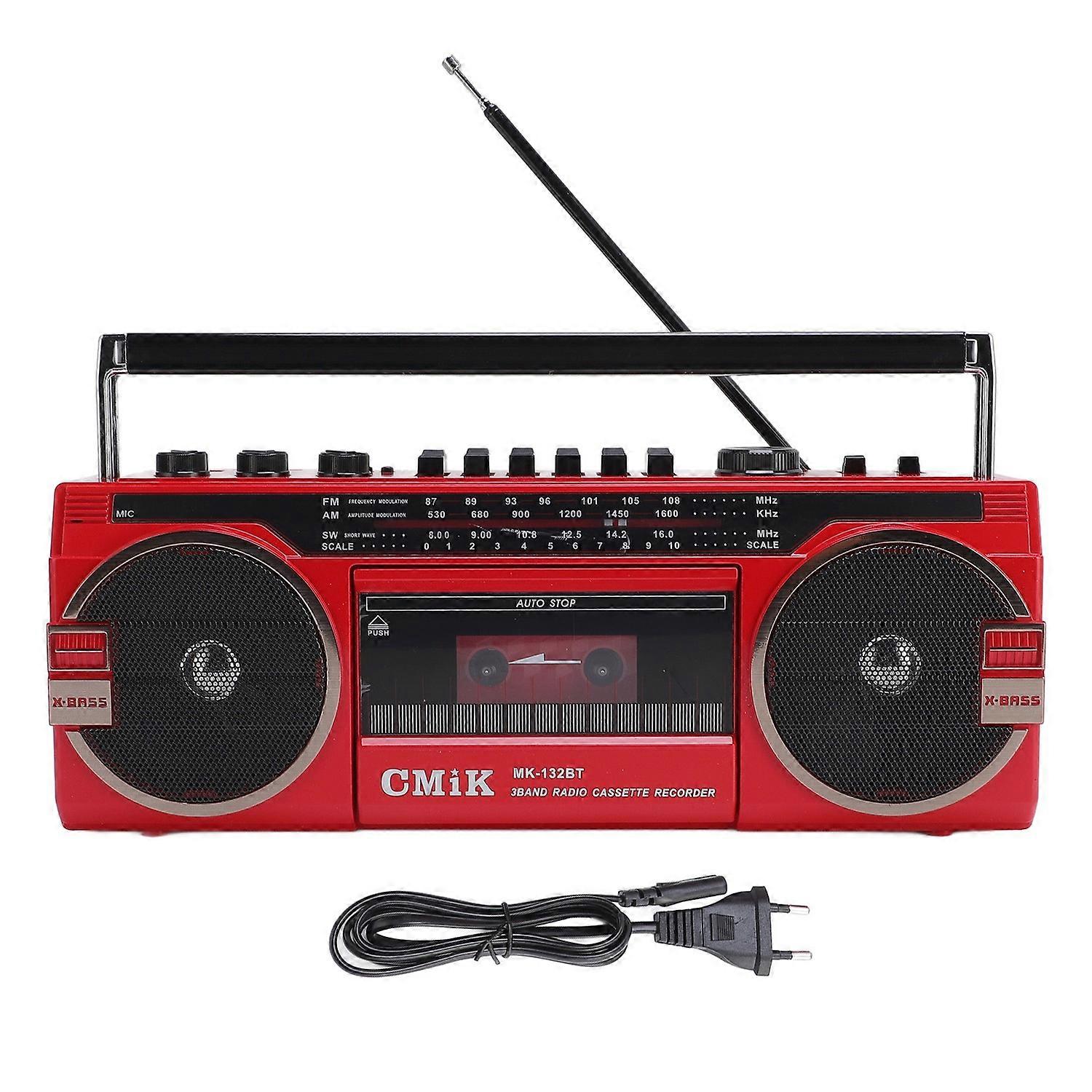 Retro Cassette Tape Player Recorder AM FM SW Radio with Bluetooth Speaker Battery Operated AC Powere