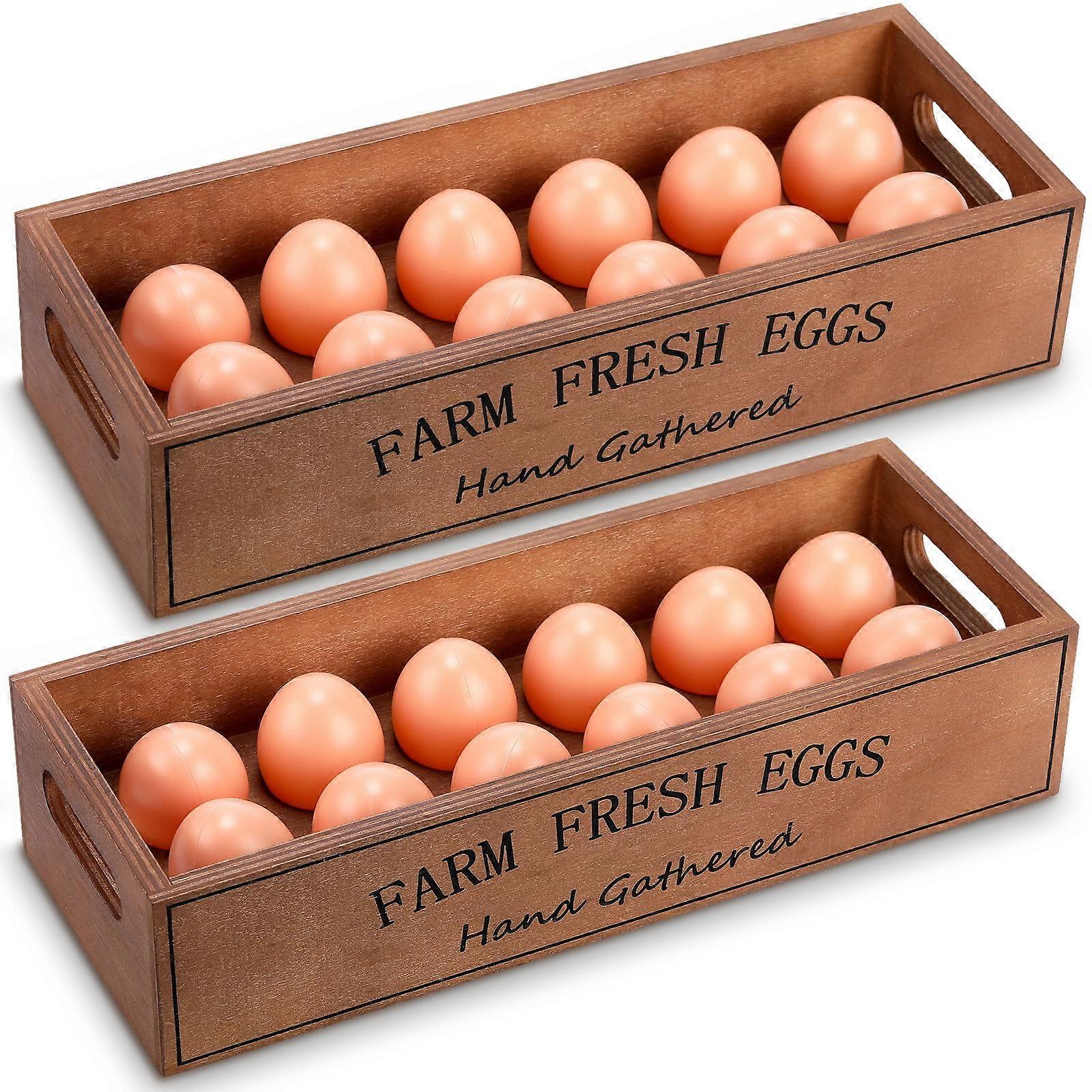Farm Wooden Eggs Crate For 24 Eggs Stackable Rustic Display Box With Handle Brown Color Kitchen Farm  Storage