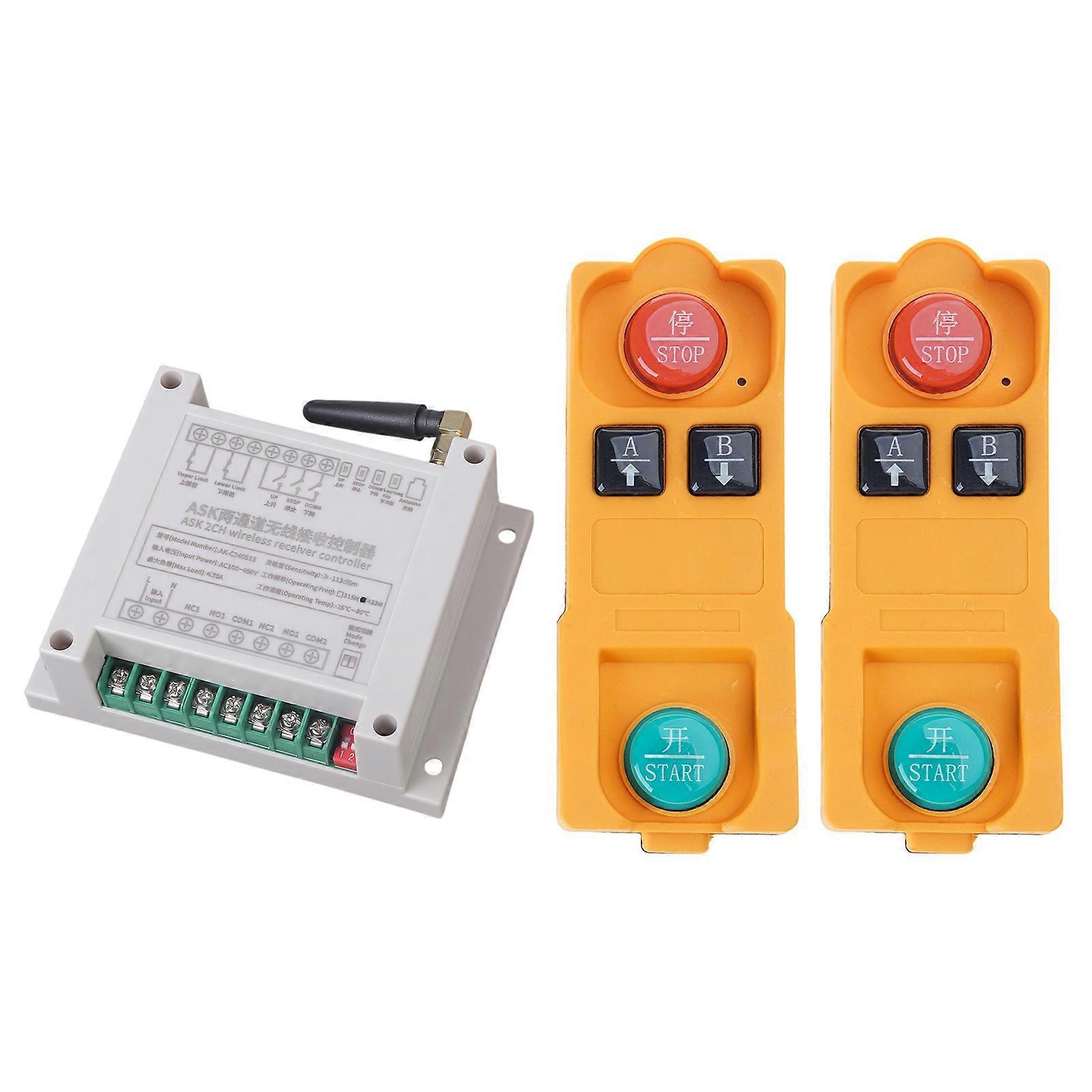 Wireless Remote Switch AC220V~380V 2-channel Remote Controller Switch 315/433Mhz Transmitter for Remote Lamp Fans Multicolor