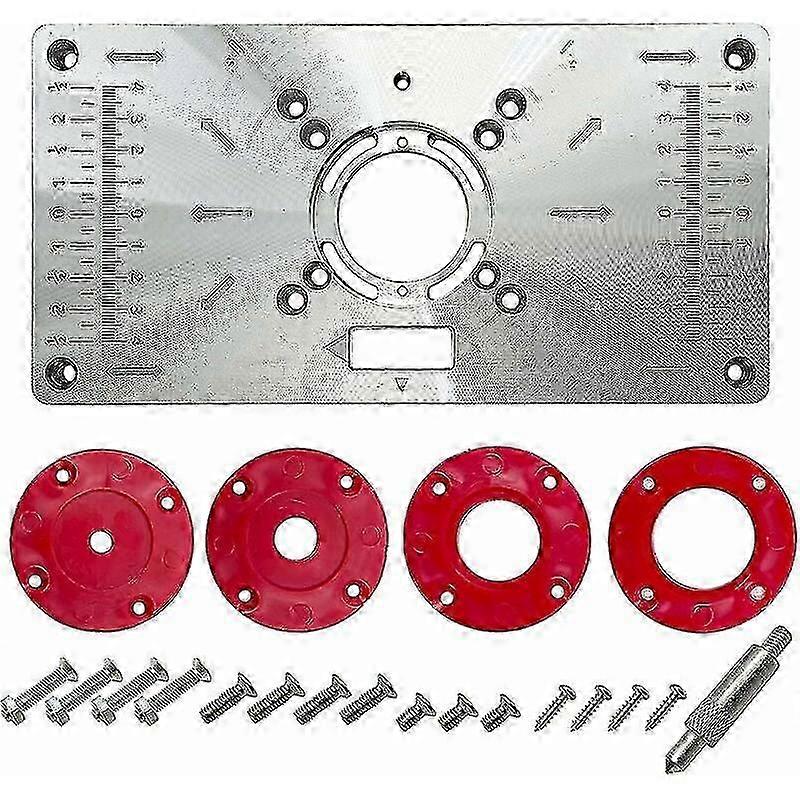 Multifunctional Woodworking Router Table Insert Plate With 4 Insert Rings And Mounting Screws For Woodworking And Carving Repair 235*120mm (red)