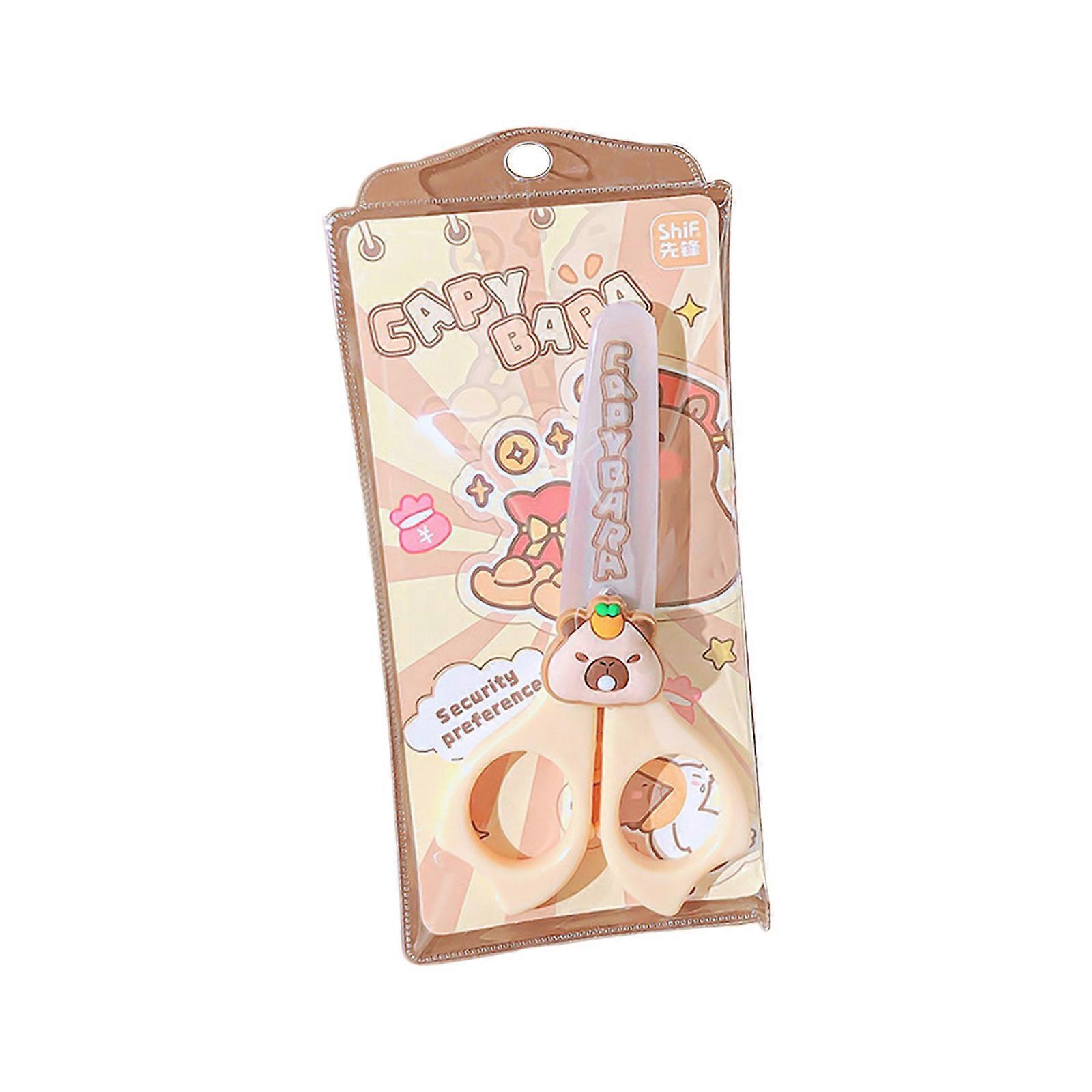 Kids Safety Scissors with Protective Lid Comfortable Grip Craft Scissors with Scale for Children Classroom Craft Project Multicolor