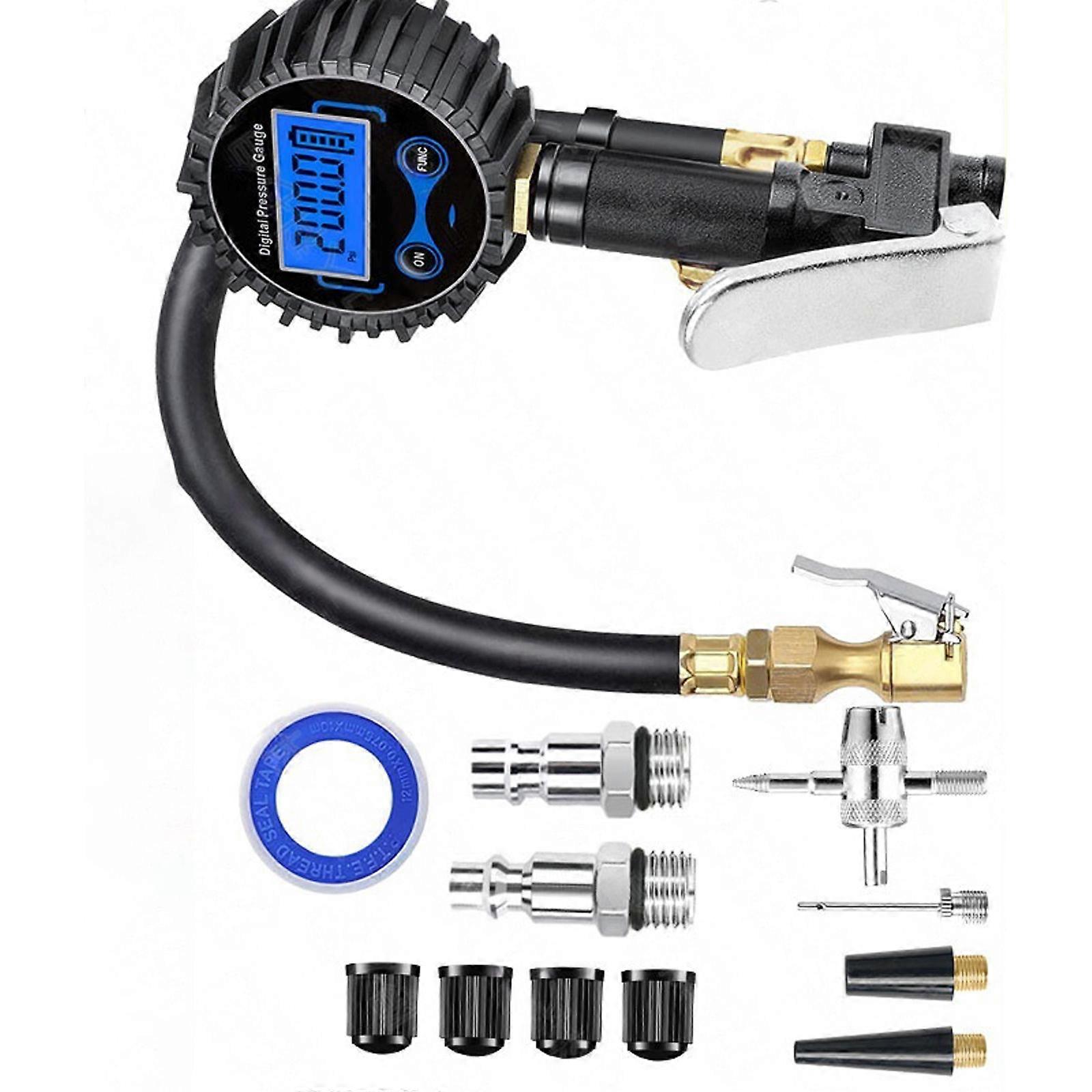 Digital Tire Pressure Checker and Inflator Tool with Large LCD Display Air Pressure Gauge 3-200PSI Measurement Ranges Multicolor