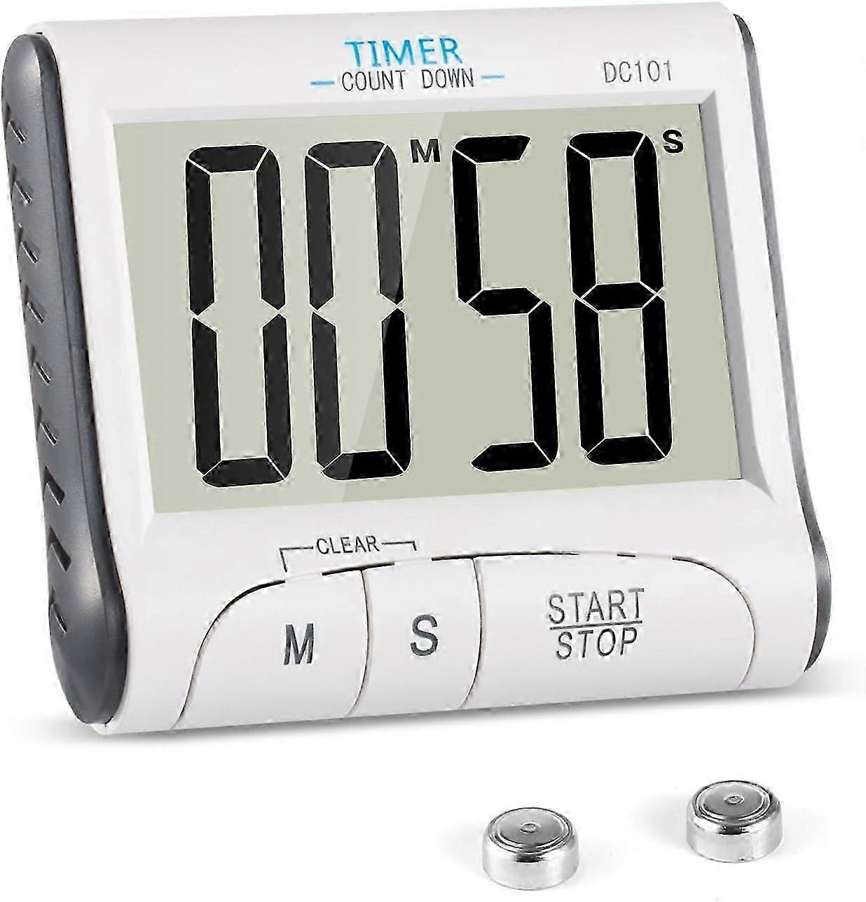 Kitchen Timer, Digital Magnetic Kitchen Timer Timer 24 Hours Alarm Clock with Large LCD Screen Retractable Stand
