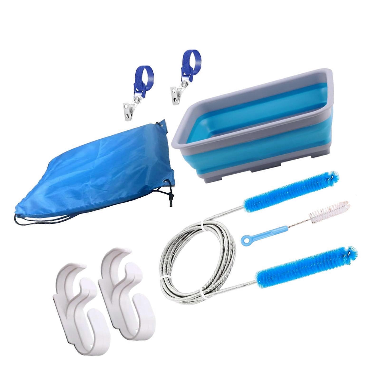 Space Saving Cleaner 6.5Ft Tube Brush Sink Hose Clips Hooks Storage Bag Multicolor
