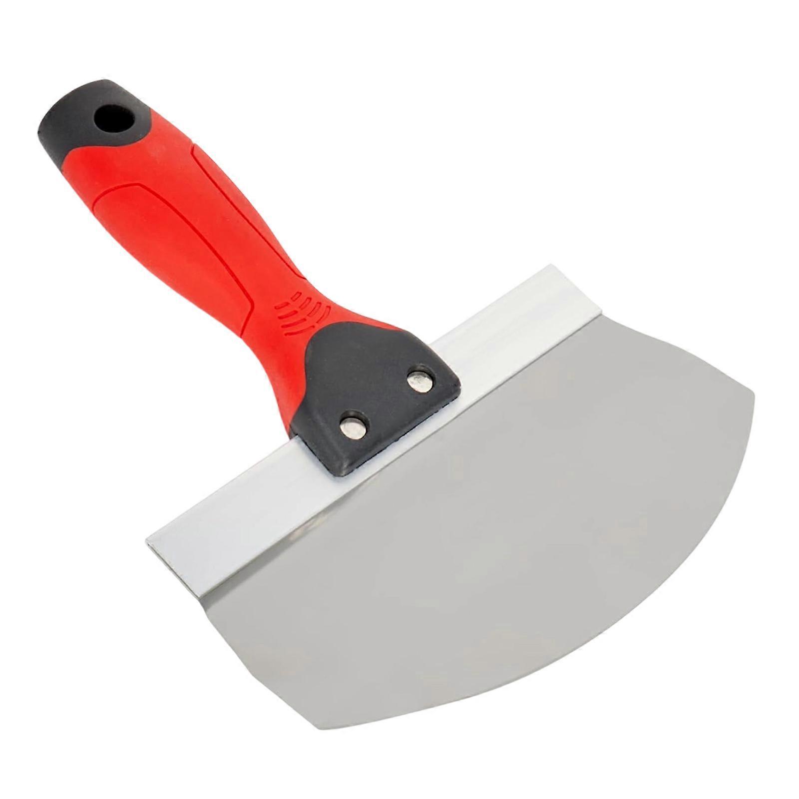 Curved Blade Scooping Tool 6.5" Stainless Steel Construction Ergonomic Rubber Handle For Cement Adhesive Scraping Tasks Multicolor