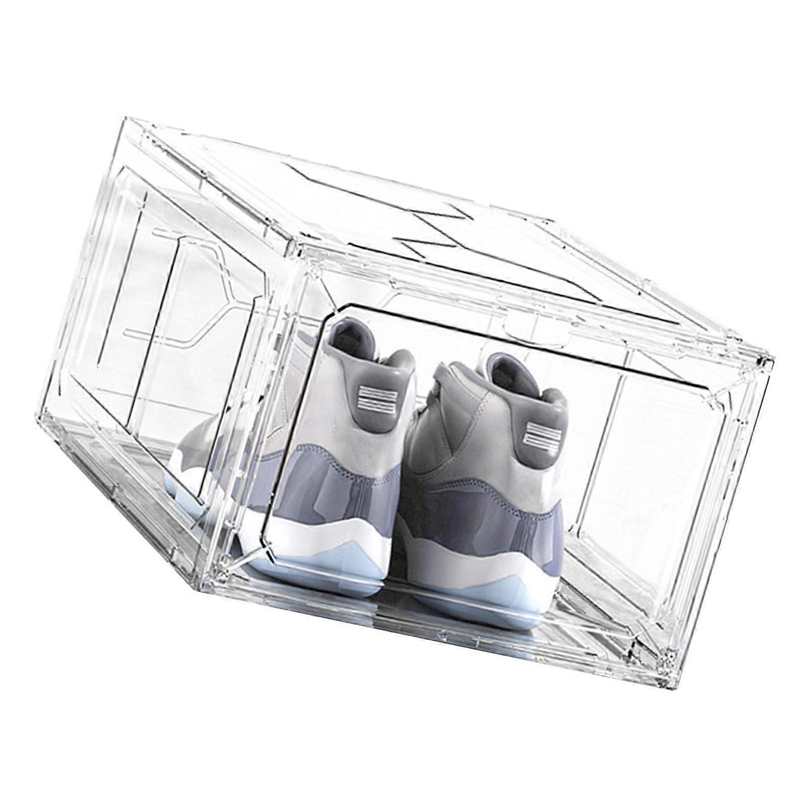 Sturdy Clear Plastic Organizers Boxes Dust Proof Shoe Boxes Stackable Shoe Storage Holders for Efficient Shoe Storage  White