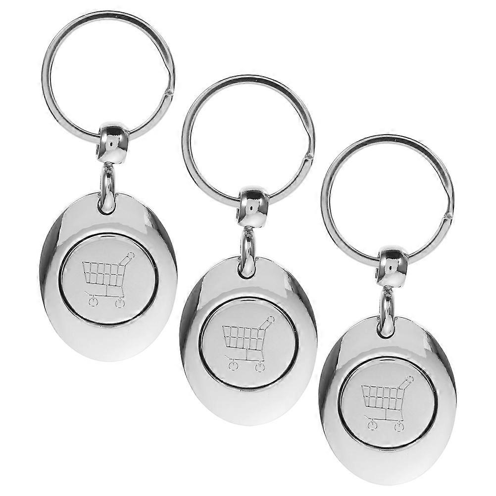 3 pcs Shopping Trolley Token Keychain Cart Token Keychain Metal Trolley Token Keyring
