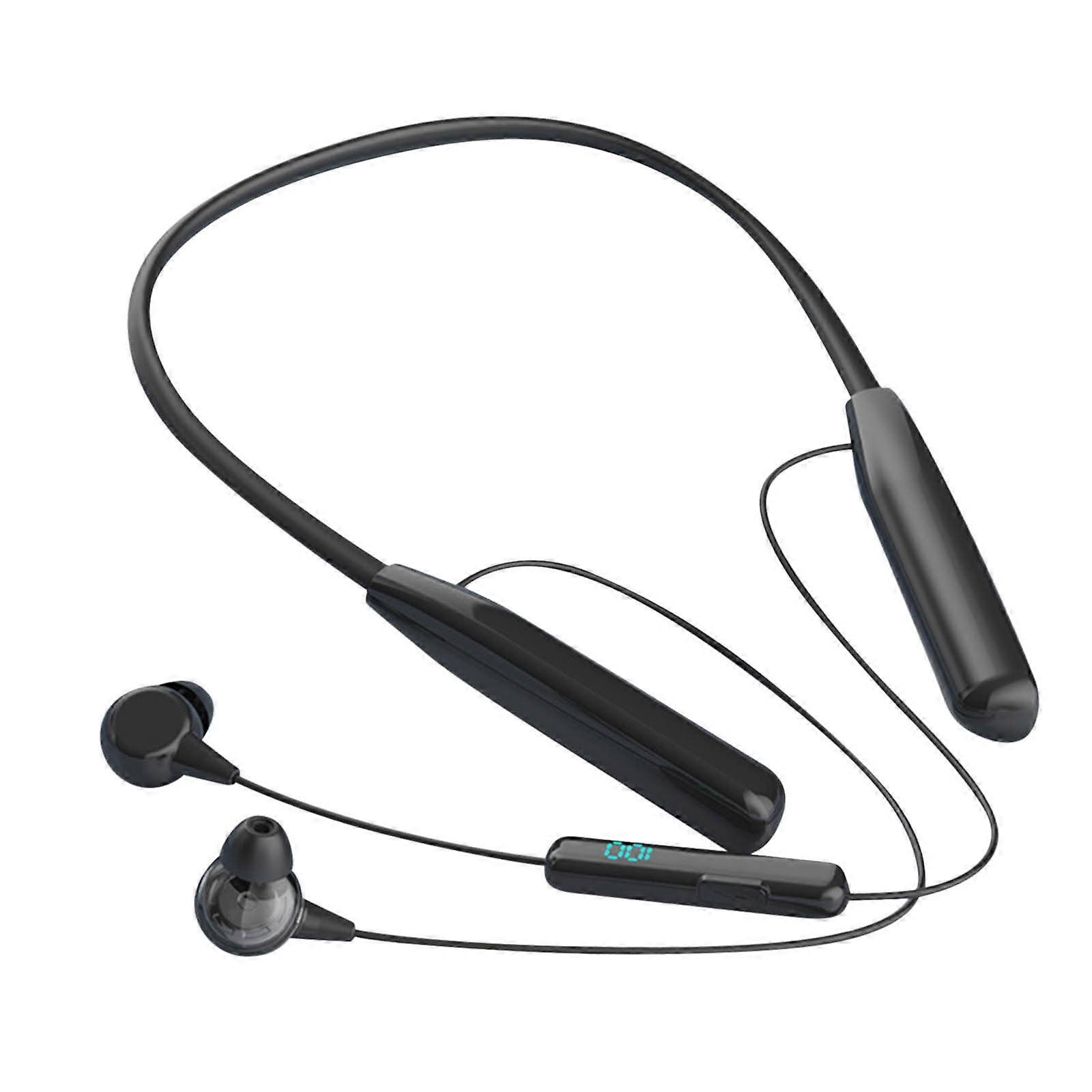 PAVEOS Wireless Bluetooth 5.3 Neckband Earphones, Long Range Stereo Sound, Large Capacity Battery, Digital Display, Compatible with iOS/Android