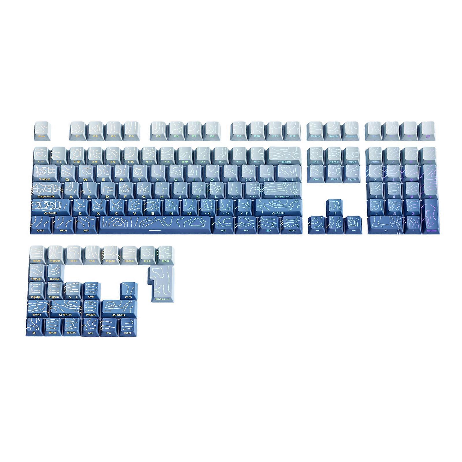 Contouring Lines Side Printed Keycap 97Keys Keycaps for Mechanical Keyboards Heat Sublimation Printing Multicolor