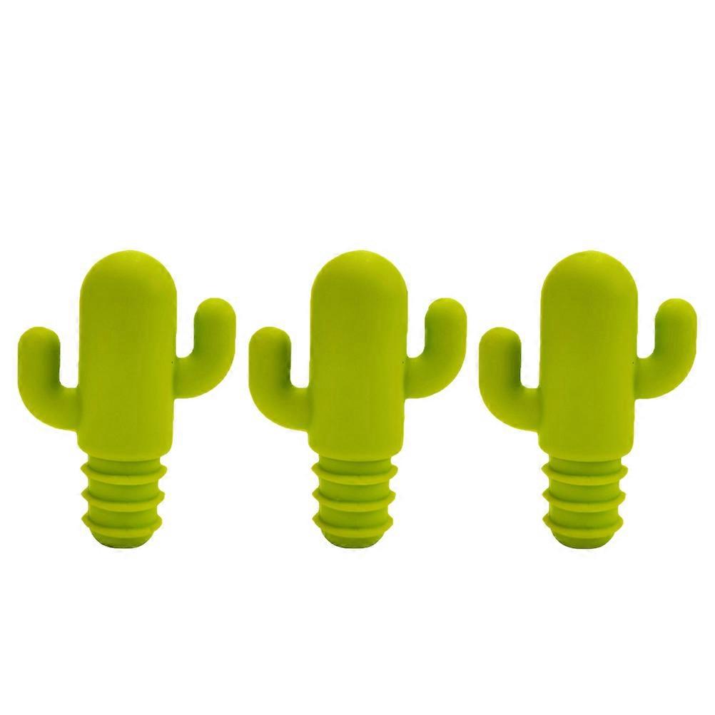 3PCS Cactus Shaped Wine Stoppers Soft Silicone for Wine Use