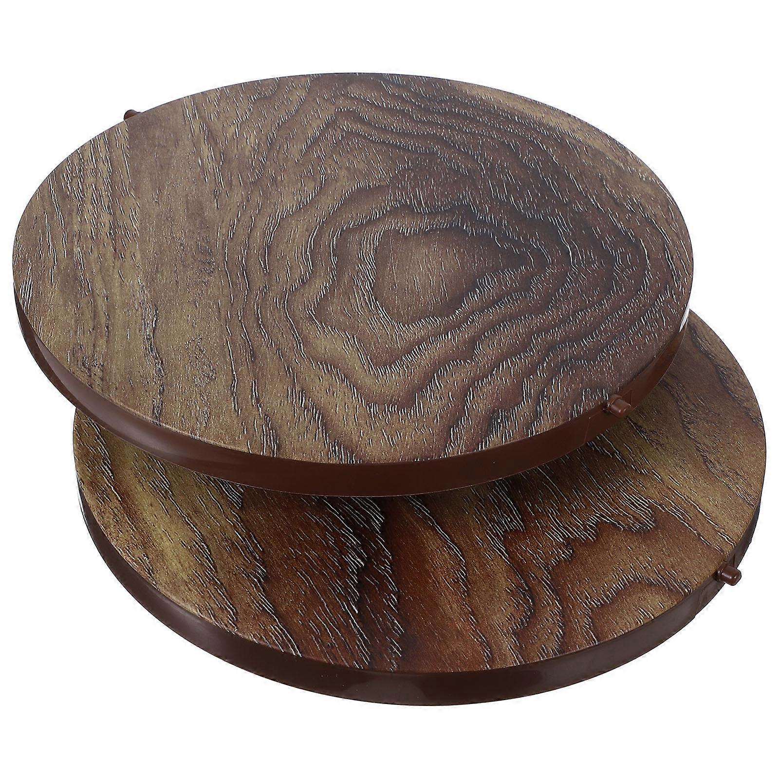 Wood Grain Trash Can Lid Replacement for Home Use 2Pcs with Large Opening