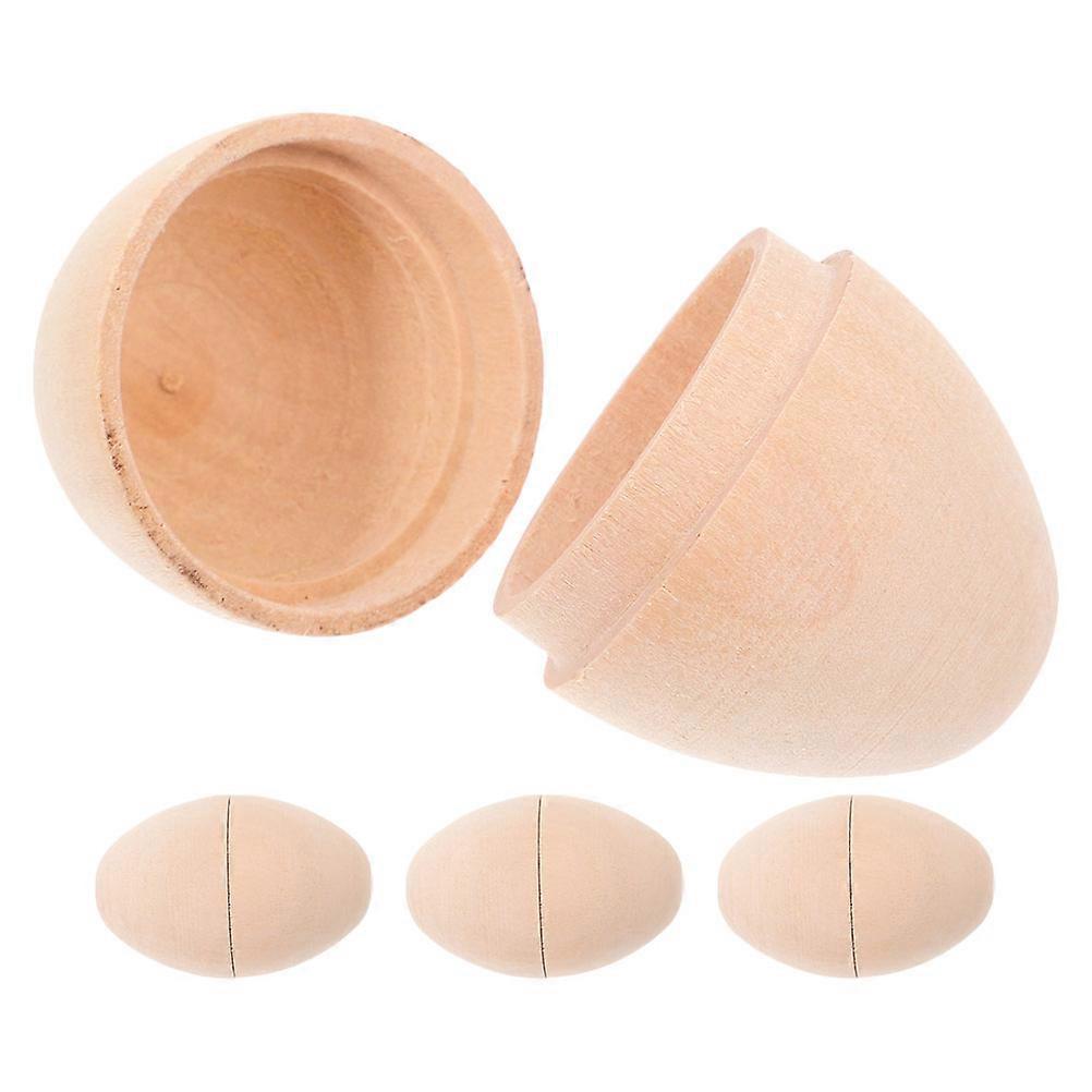 Unpainted Wooden Egg for Easter DIY Craft Decoration 4Pcs Pack