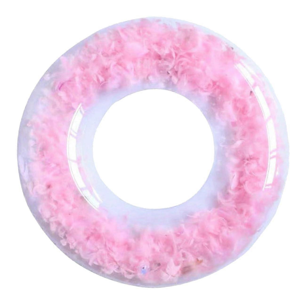 Adult Pool Float Transparent Pink Thickened PVC Inflatable Swim Ring for Beach and Lake Use