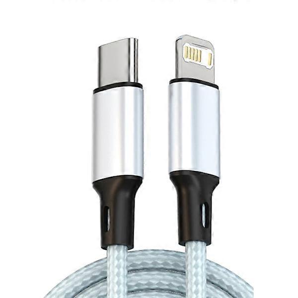PD 30W Charging Cable compatible with iPhone 14 13 12 11 Pro Max Mini XR XS Plus, USB C to Lightning Fast Charging Data Cable, Silver 2m