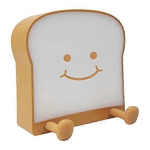 LED Night Light Toast Bread Lamp USB Rechargeable Dimmable Warm Bedside Light with Phone Holder