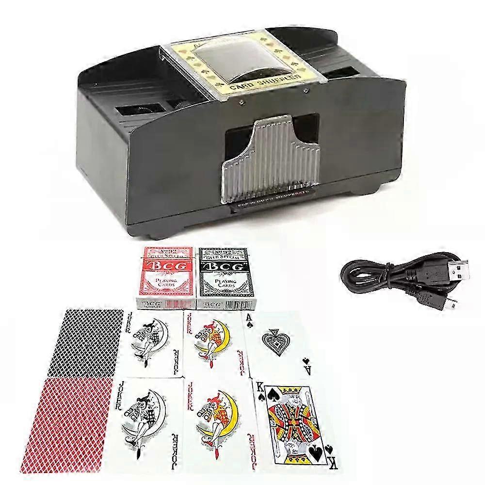 Automatic Card Shuffling Machine 1/2 Decks Electric Poker Card Shuffler USB/Battery-Operated Shuffler + 2 Set Poker
