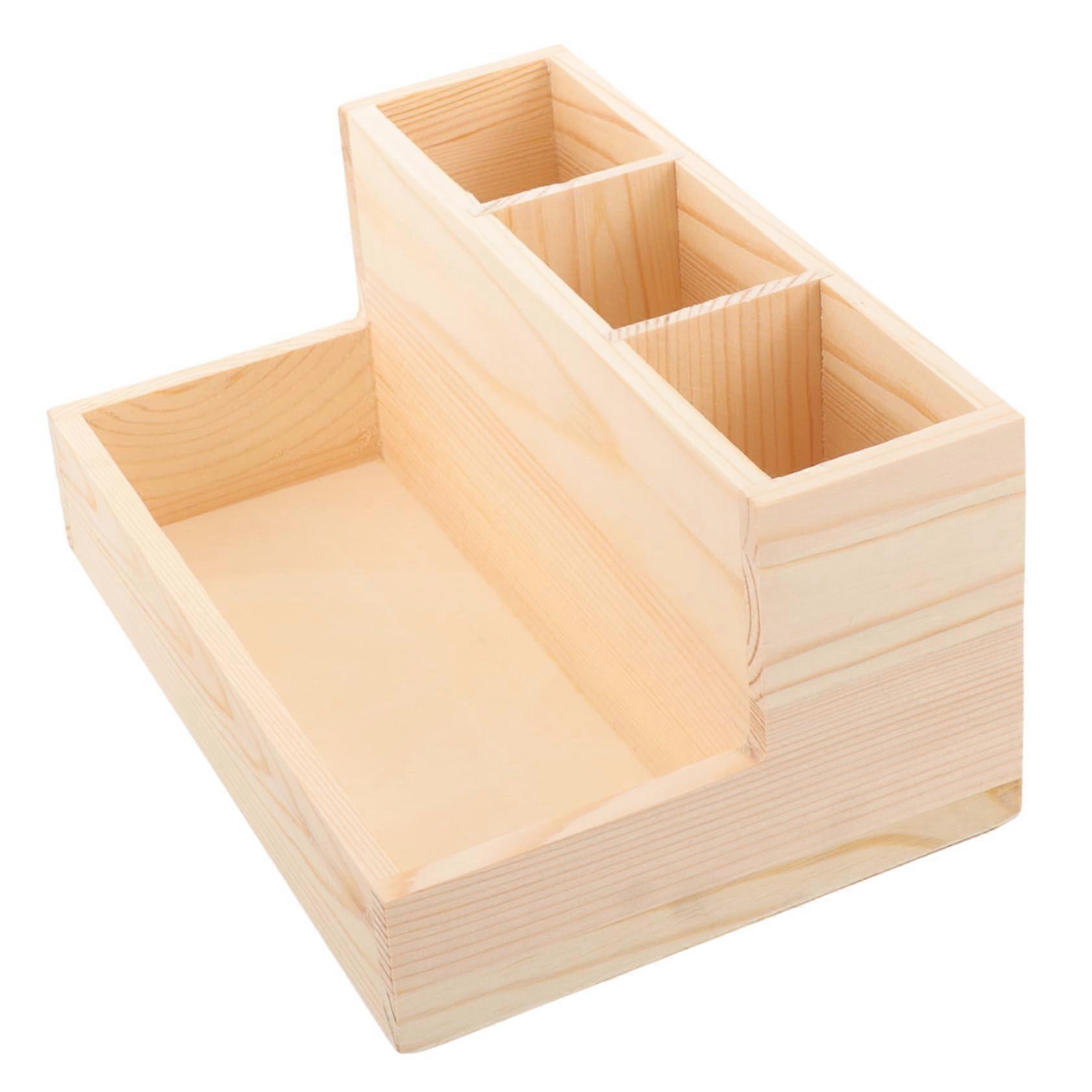 Wood Makeup Organizer with Versatile Compartments for Brushes Cosmetics and Manicure Tools