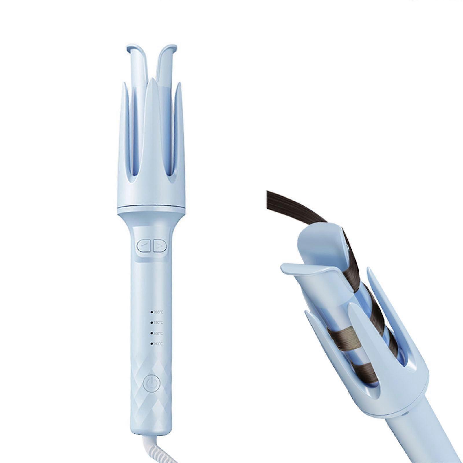Automatic Hair Curler with DualDirection Rotation, Quick Heating Wand, 4 Temps, Blue