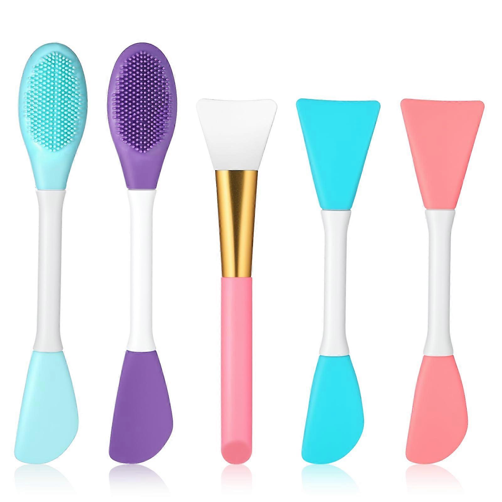 5Pcs Silicone Face Mask Brush Set for Deep Pore Cleansing and Precise Skincare Application