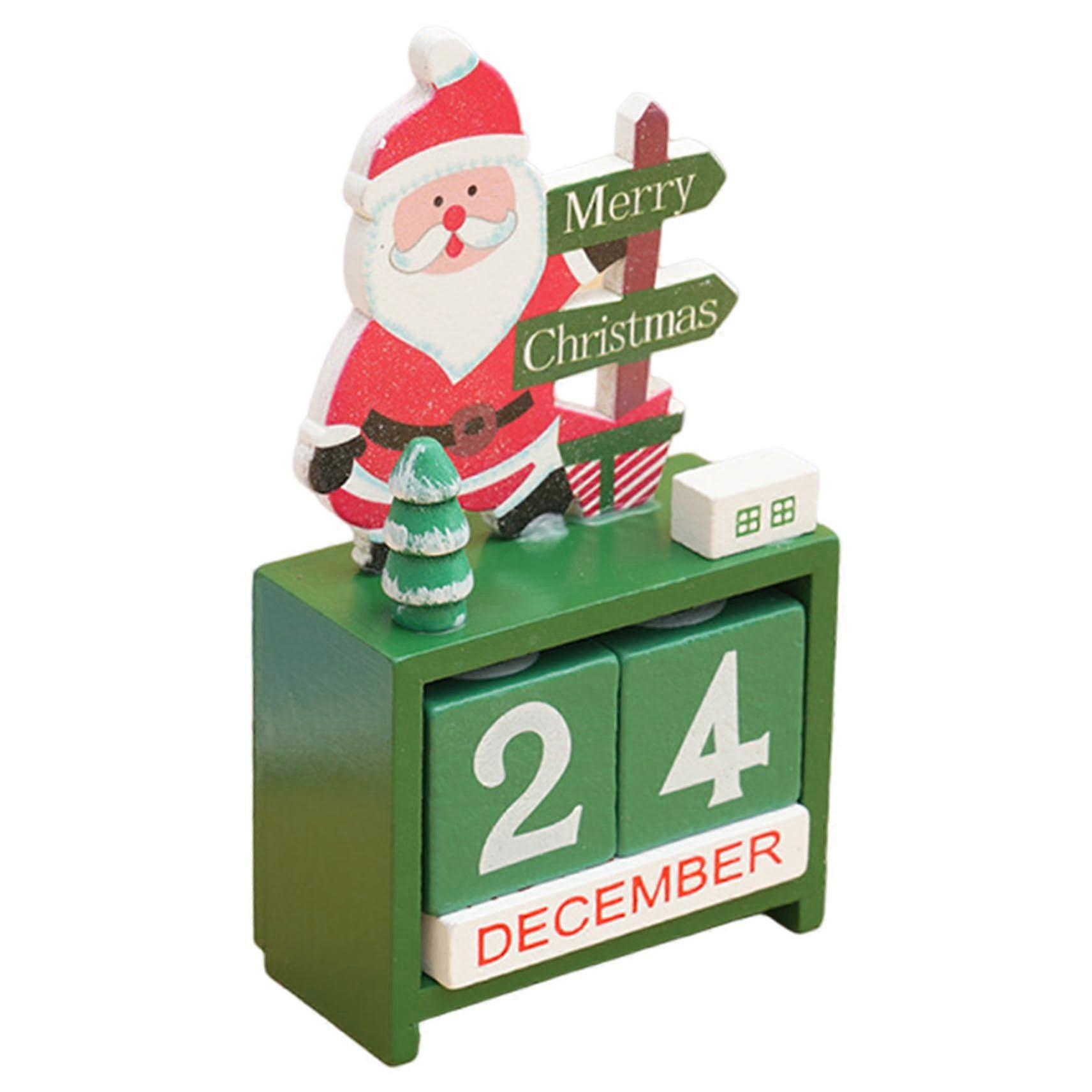 Wooden Christmas Advent Calendar Reusable Festive Countdown Tabletop Decor for Home Office