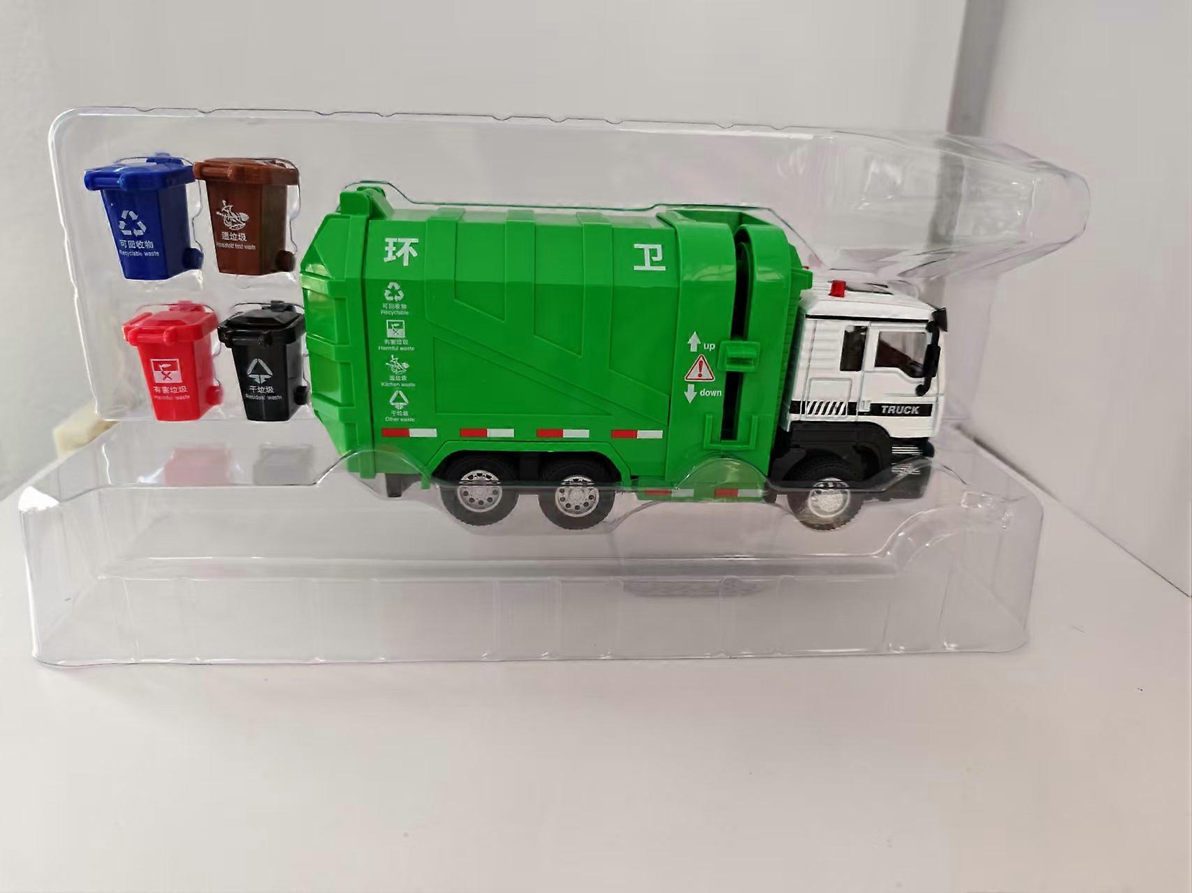 Simulate 1:50 Environmenal Sanitation Garbage Truck With Sound And Light Toys, Alloy Car Model Decoration
