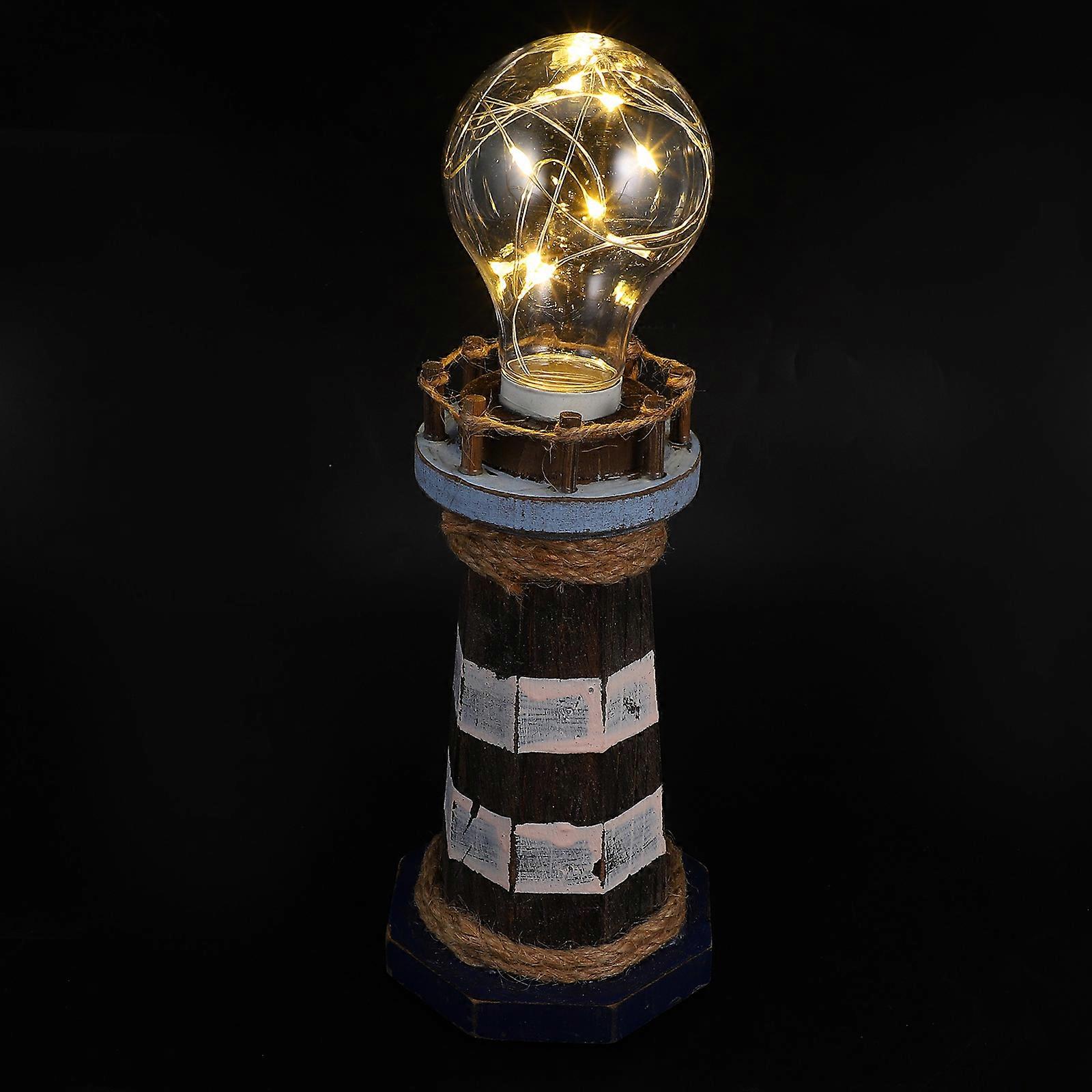 Mediterranean Style LED Lighthouse Desktop Light for Decor with Density Board Craftsmanship Multi Color