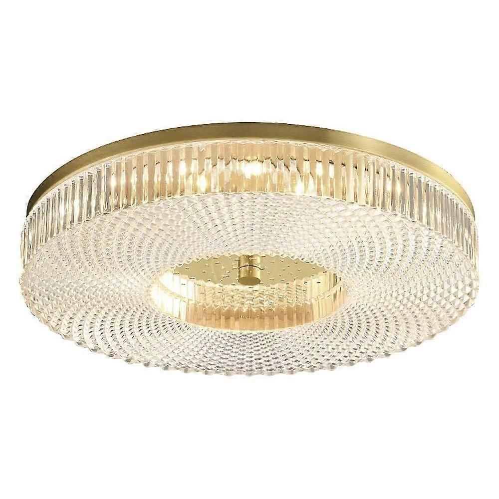 LED Flush Mount Ceiling Light 40cm with Acrylic Shade, Gold, Energy Saving, ThreeColor Lighting
