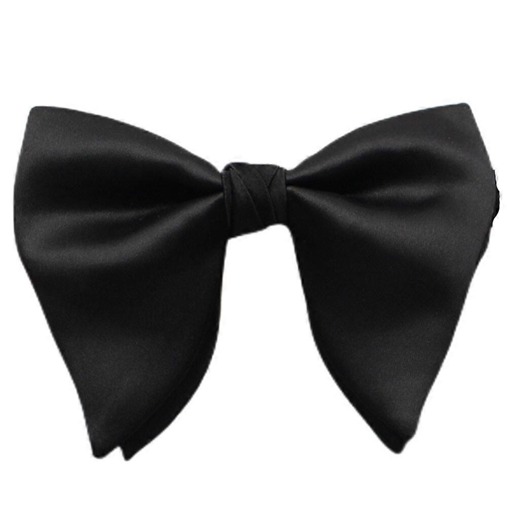 Men Solid Color Pre-tied Big Bowtie Cow Horn Shape Adjustable Oversize Bow Tie