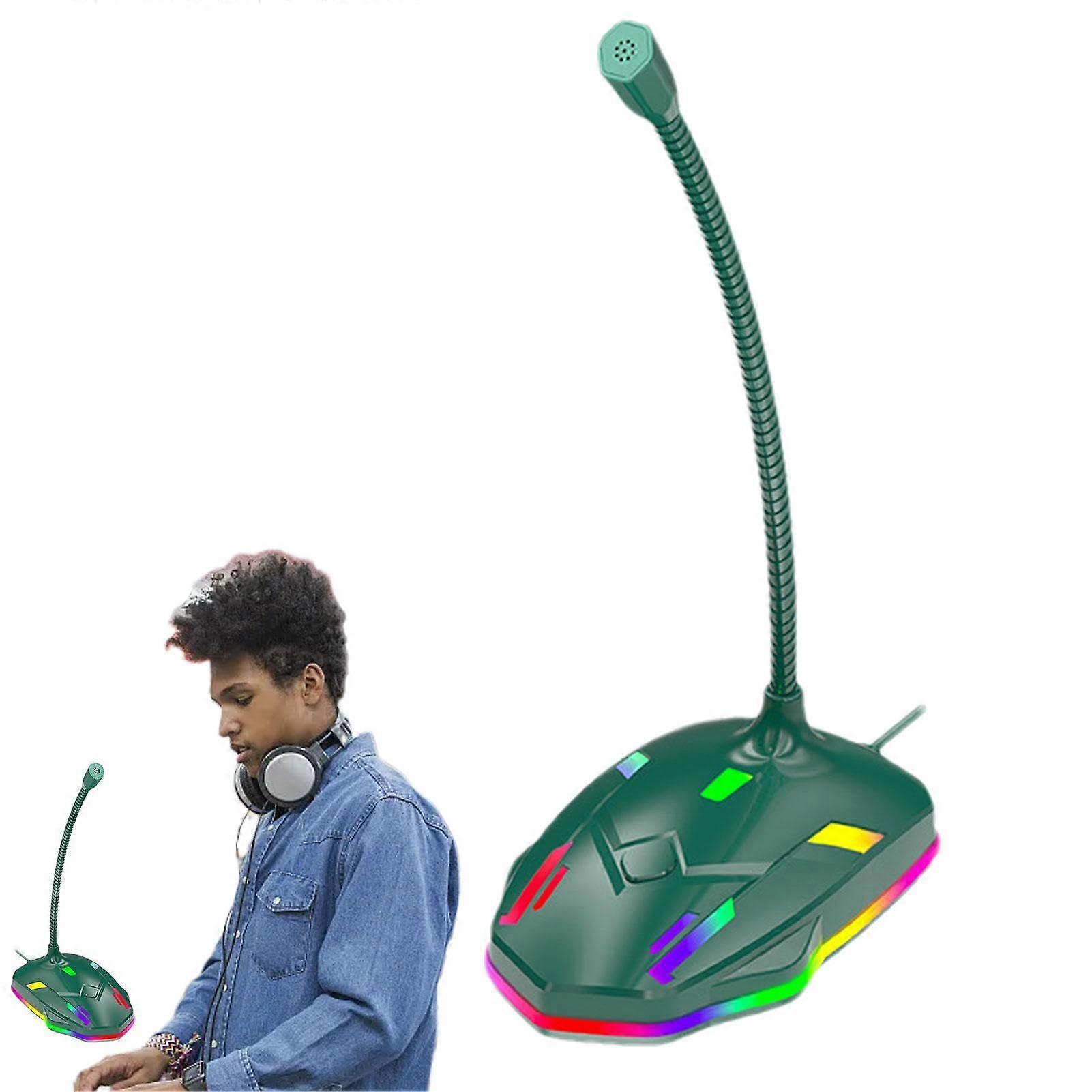 Microphone for PC Condenser USB PC Microphone 360Degree Adjustable Gooseneck PlugandPlay NoiseCanceling Green