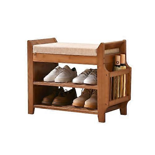 Bamboo Shoe Storage Bench with Cushion for Entryway, Multiroom Cabinet and SpaceSaving Design