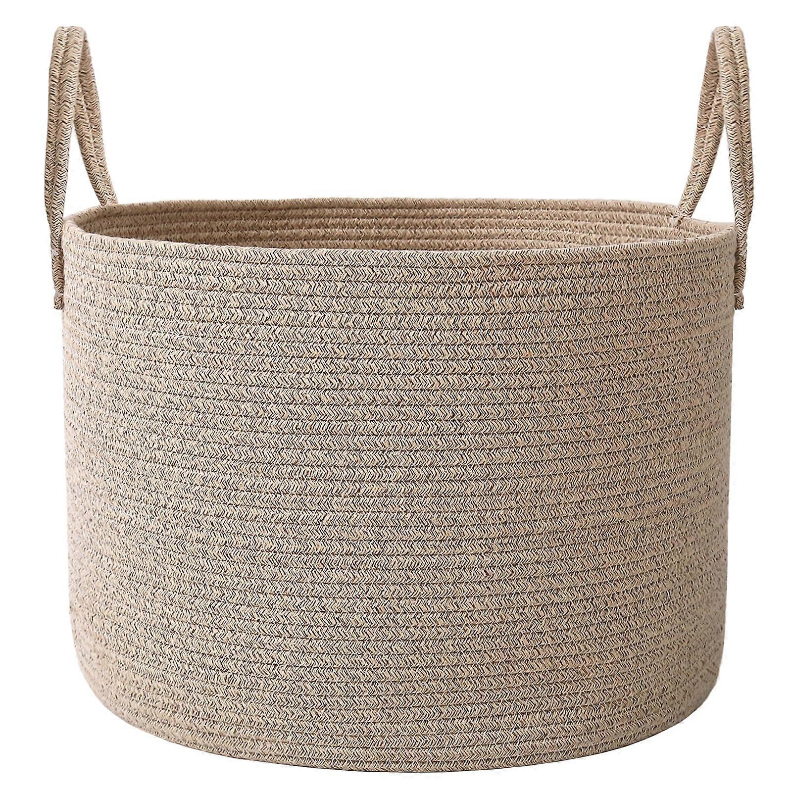65L Large Cotton Rope Basket with Handles for Blankets Toys and Laundry, Foldable Woven Storage Bin