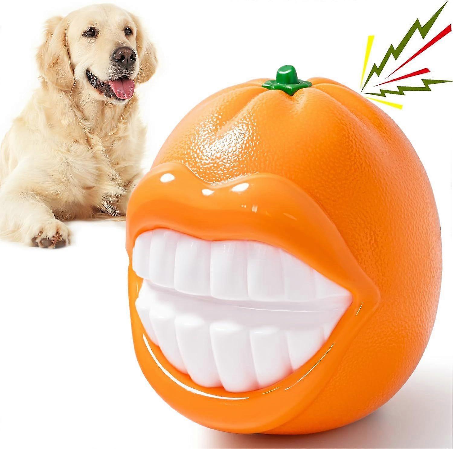 Indestructible Interactive Squeaky Dog Chew Toy - Teeth Cleaning Squeak Toy for Indoor/Outdoor/Water Play, Catch Game Toy to Keep Dogs Busy, Durable G
