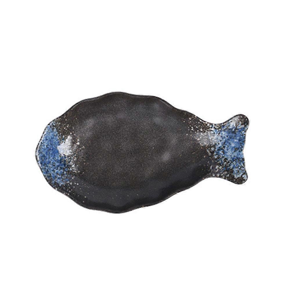 Blue Ceramic Fish Shaped Steamed Fish Plate for Decorative Use