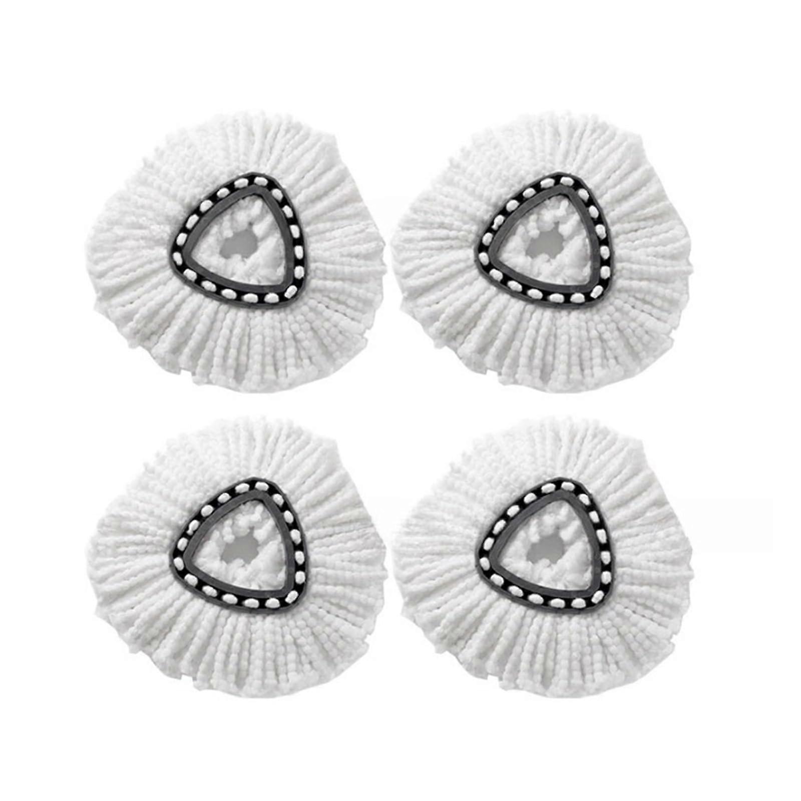 Spin Mop Replacement Heads 4 Pack White Microfiber Refills Compatible with Vileda and OCedar