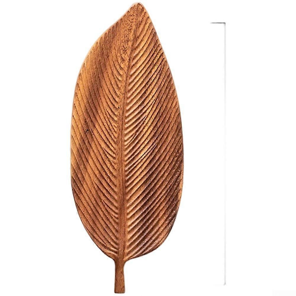Wooden Serving Tray Walnut Leaf Design with Handle for Tea Coffee Desserts and Snacks