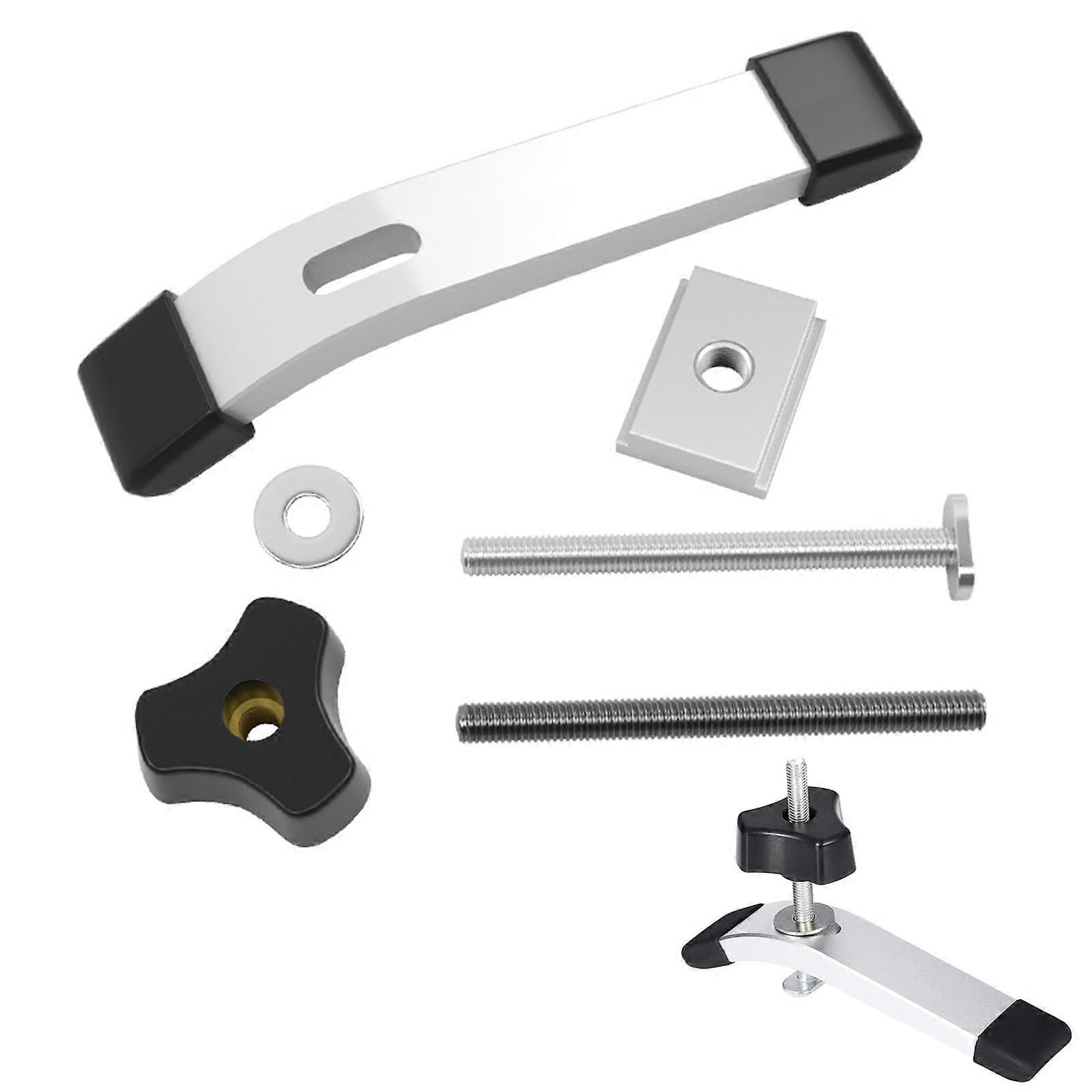 Adjustable Aluminium T Track Hold Down Clamp Set with Quick Locking Handle for Woodworking Workbench