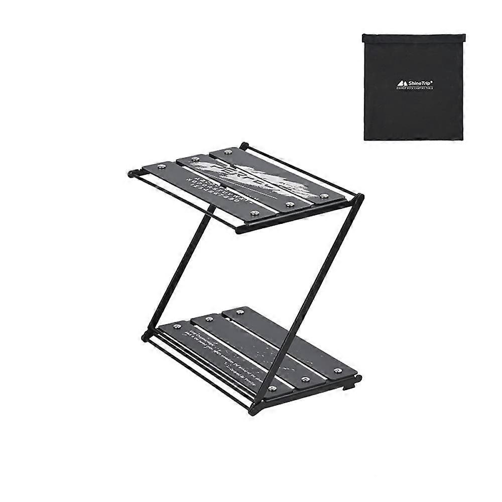 Camping Storage Rack Aluminum Alloy 2Tier Folding Camping Shelf for Tableware and Cookware