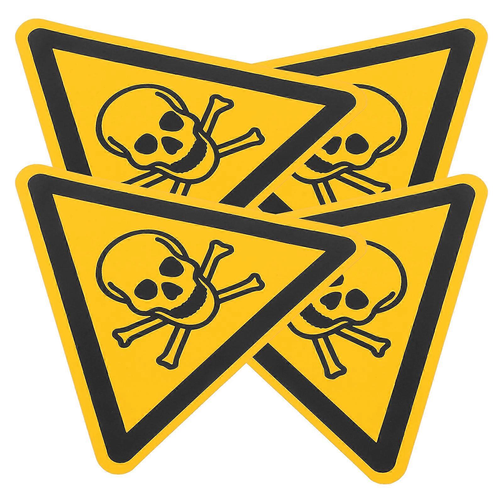 Poisoning Warning Sticker Adhesive Label Safety Sign Caution 4Pcs