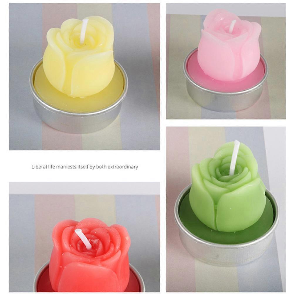 Pink Rose Shape Candle for Wedding Proposal 6Pcs Decorative Romantic Candles
