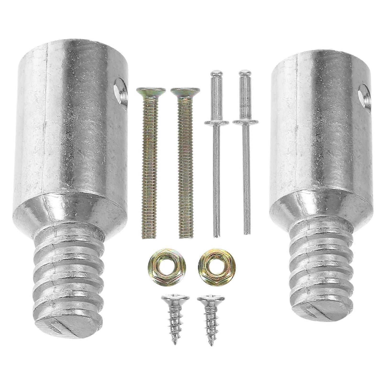 Broom Handle Replacement 2 Pack 25mm Silver Aluminum Threaded Tips for Mop Brush